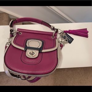 Coach crossbody. Cranberry and Tan.